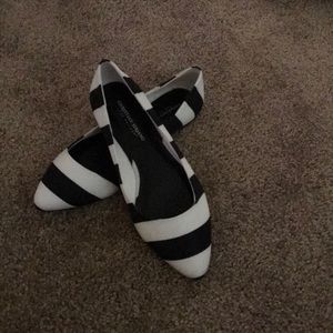 Size 11 black and white stripped flats